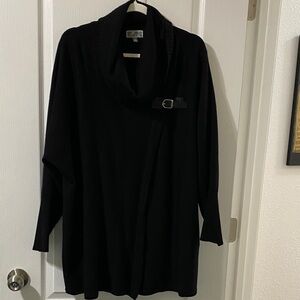 JM Collection Black Cowl Neck Sweater with Buckle